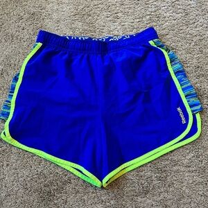 Reebok Royal Blue and Lime Green Athletic Shorts